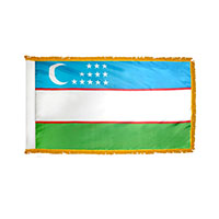 Uzbekistan Indoor Nylon Flag with Fringe