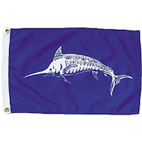 White Marlin 12 Inch (in) Height x 18 Inch (in) Length Nylon Fish Flag for Boats or Marinas