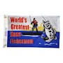 Bass Fisherman 12 Inch (in) Height x 18 Inch (in) Length Nylon Fun Fishing Flag for Boats or Marinas